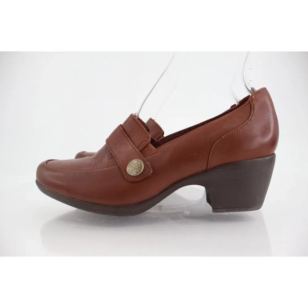 Clarks Women's Emily Andria Pump Size 10 Brown Leather Clock Heel Bootie